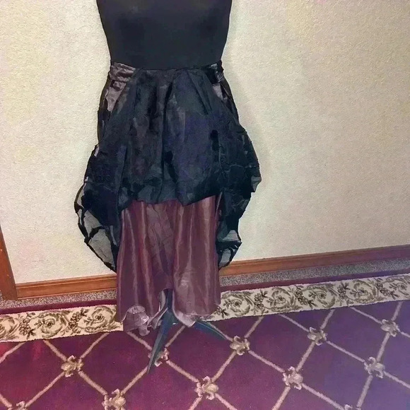 Monsoon black lace lilac iridescent formal occasion midi A line skirt size 10 - Picture 4 of 11